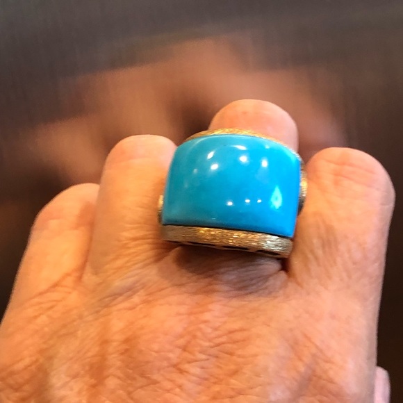Blue Howlite Gold Statement Ring - Picture 4 of 15